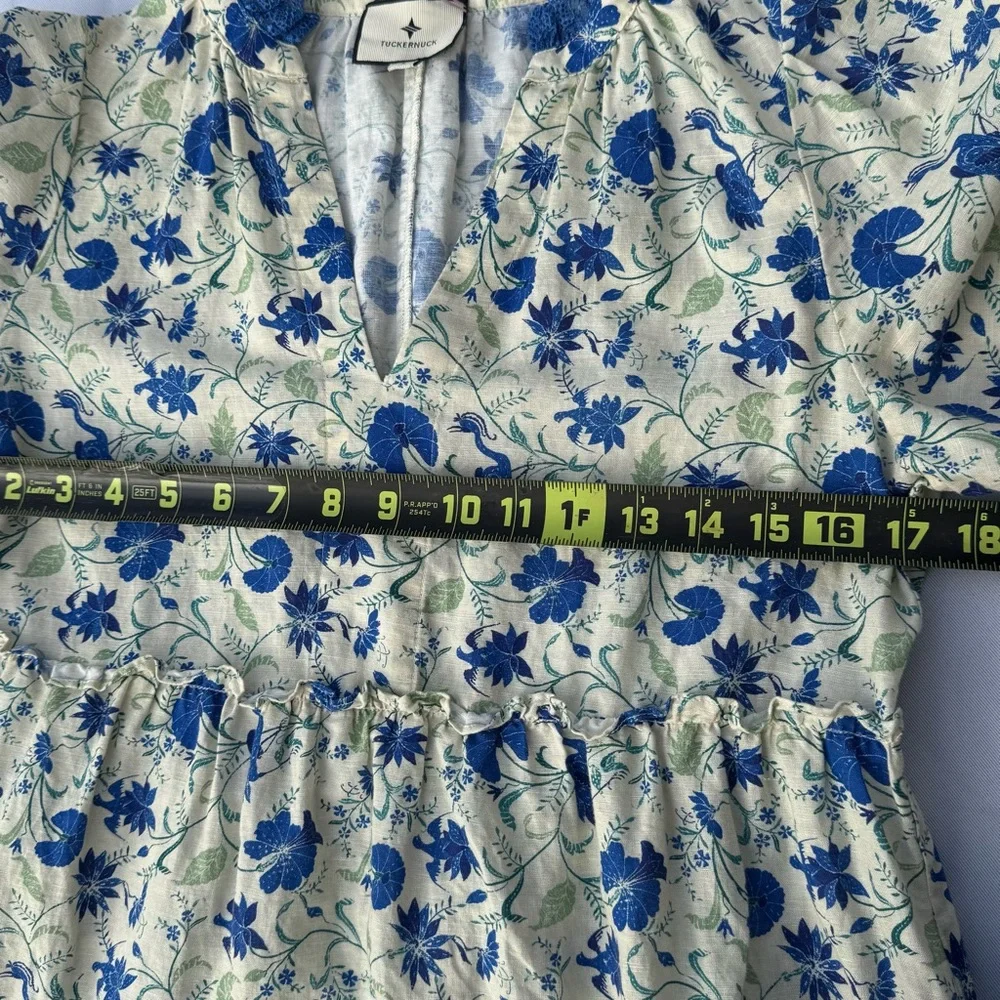 Tuckernuck Bluebird Crawford Dress Linen Blend Floral Small Boho - Picture 5 of 11